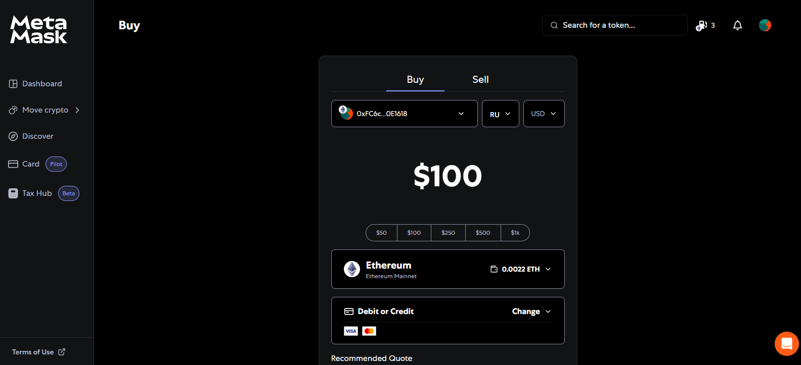 MetaMask FIAT Gateway