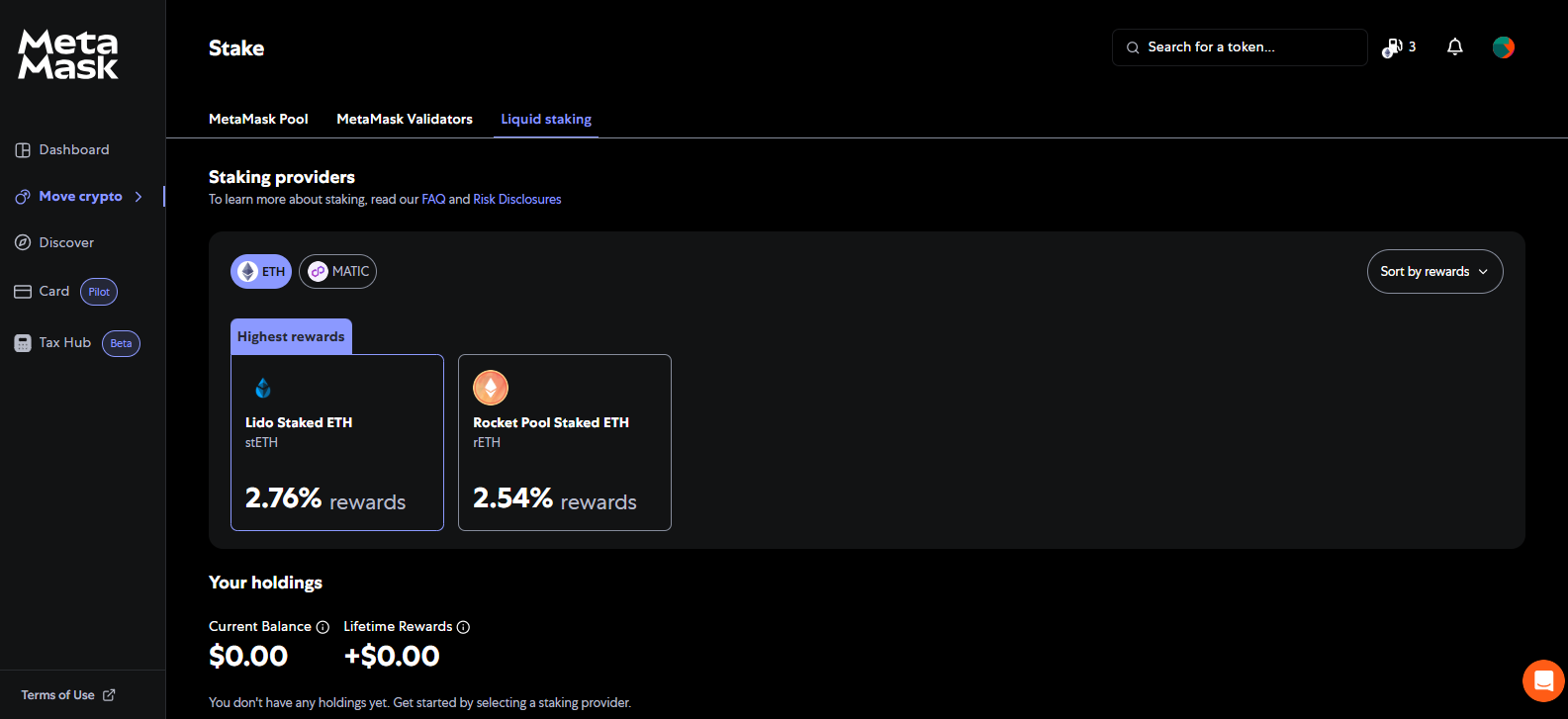 MetaMask staking
