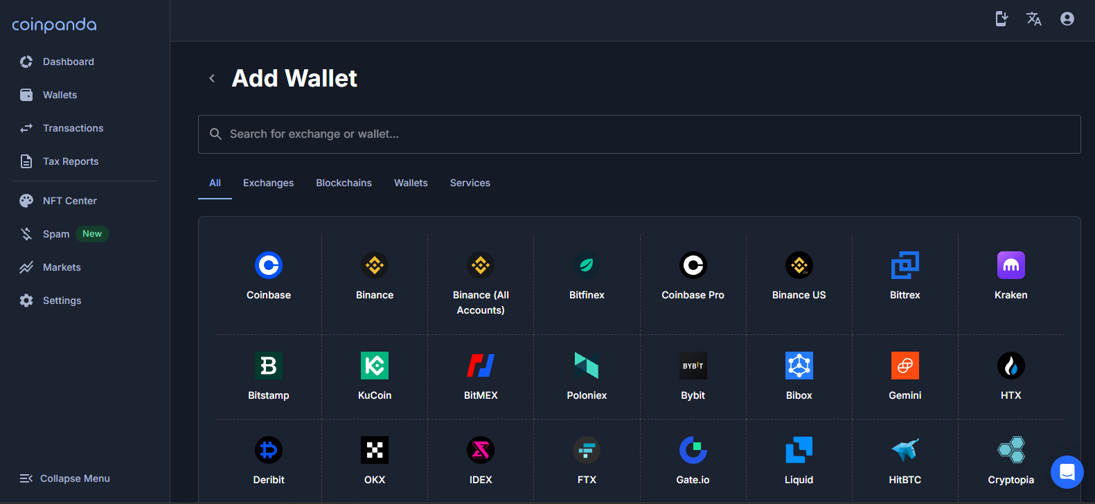 Coinpanda dashboard