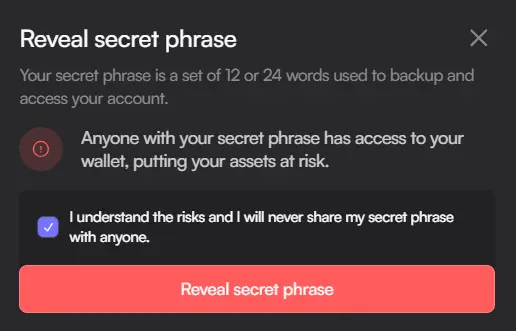 dYdX Chain address secret phrase