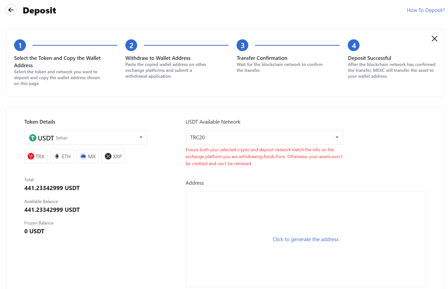 How to deposit cryptos to MEXC step by step (3)