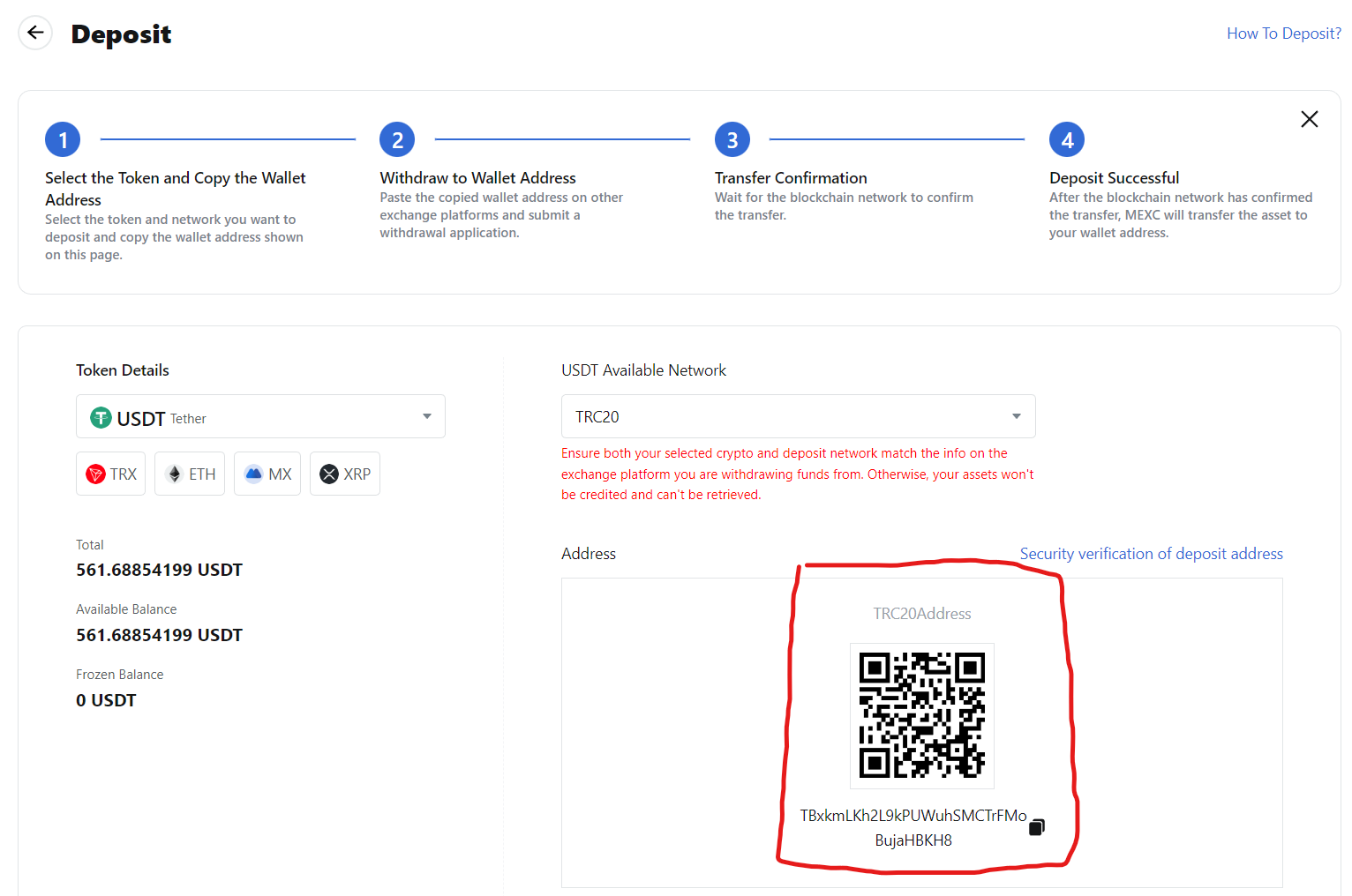 How to deposit cryptos to MEXC step by step (4)