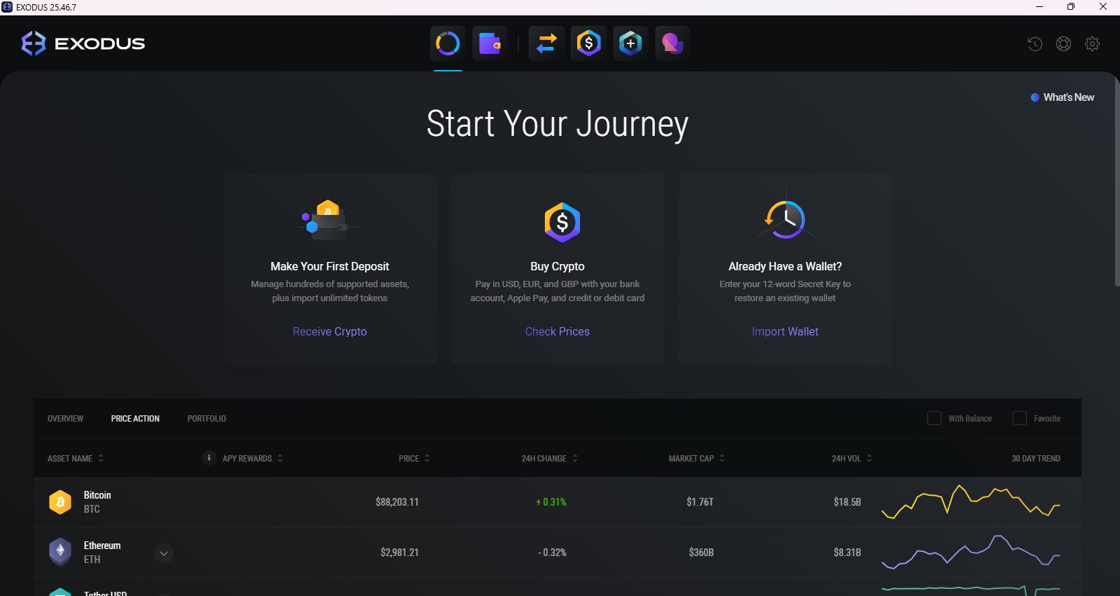 Exodus Wallet Desktop app
