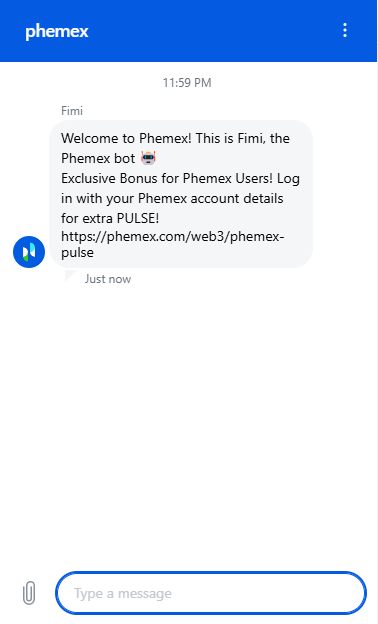 Phemex Online Chat support