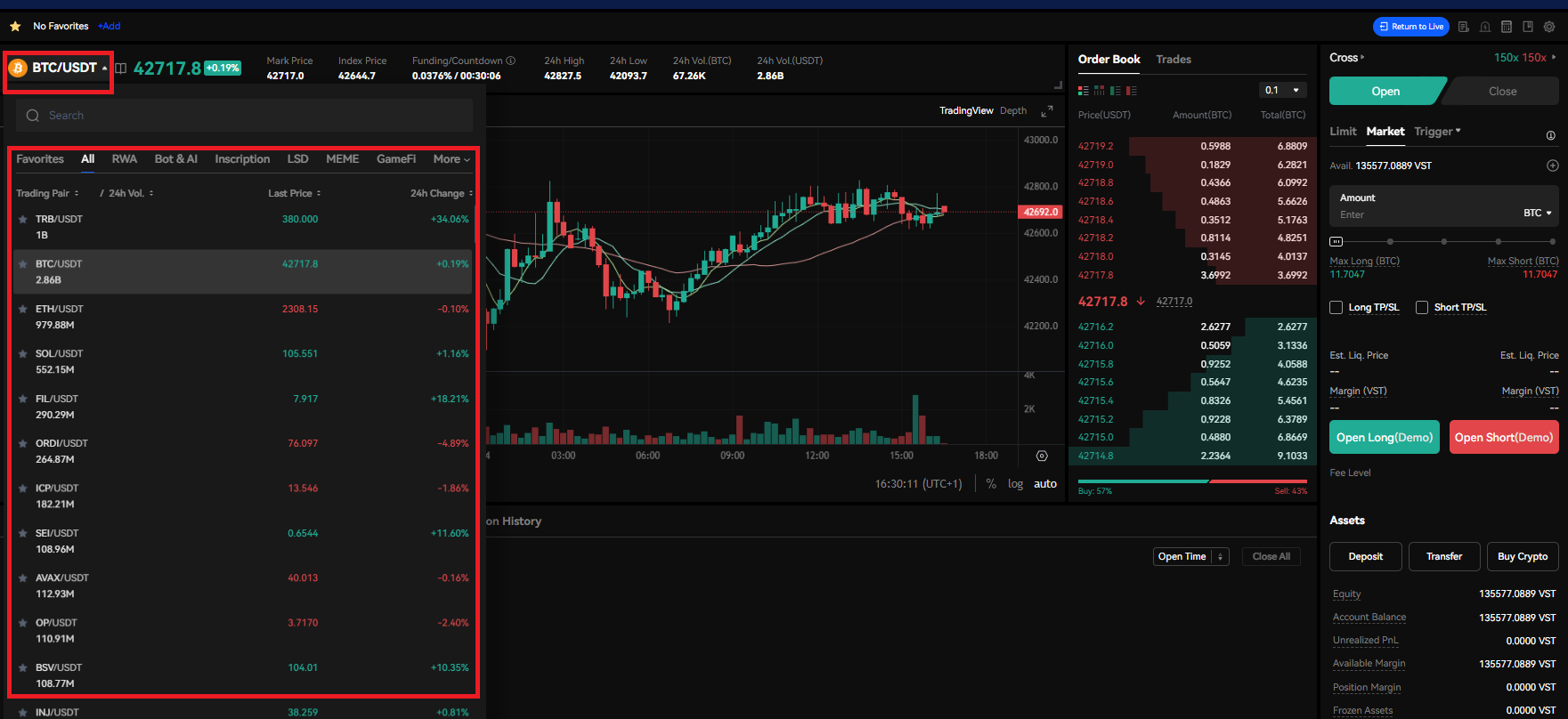 BingX simulated crypto demo account