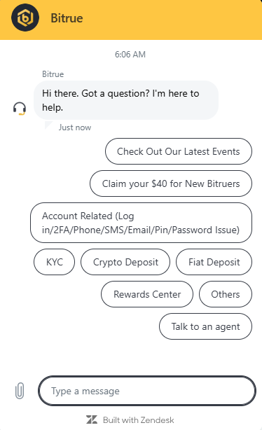 Bitrue Chat support