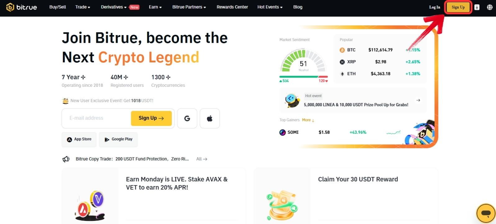 Bitrue Sign up