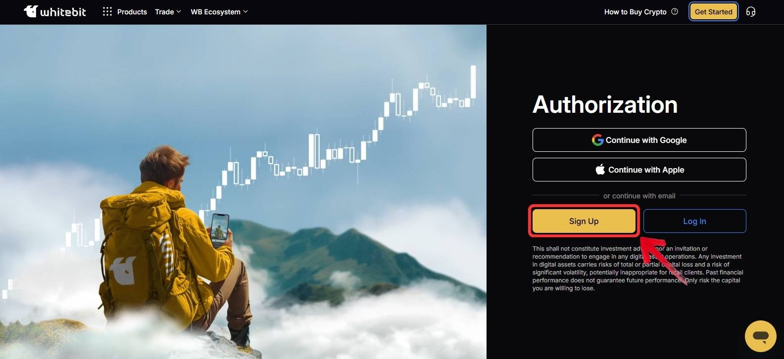 Email account on WhiteBIT