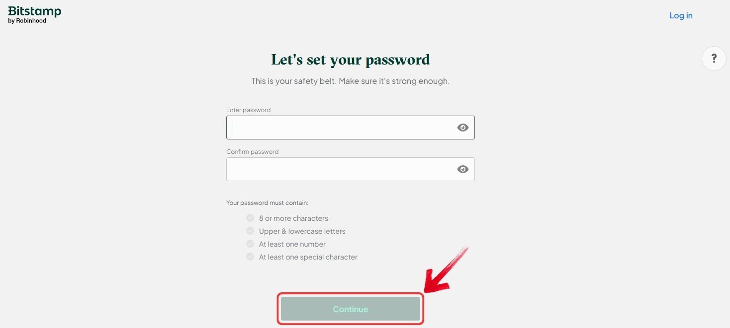 Set strong password for Bitstamp account