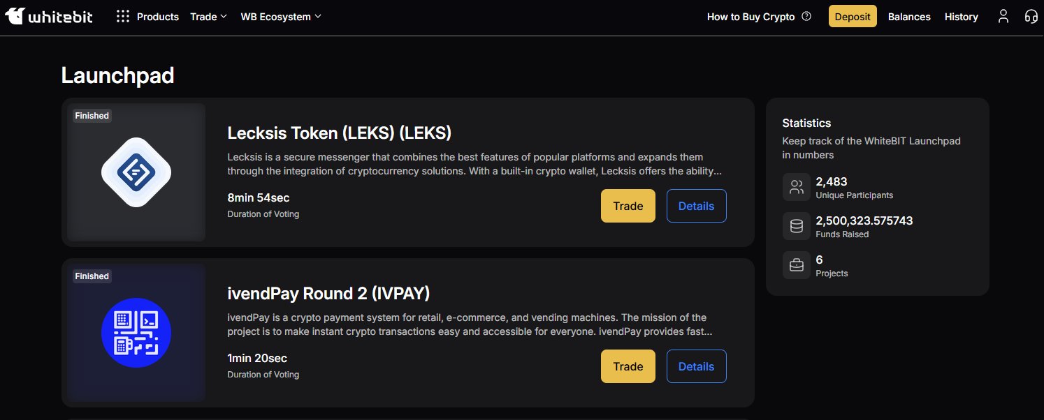WhiteBIT Review 2026 – Fees, Features, Facts & More: Launchpad