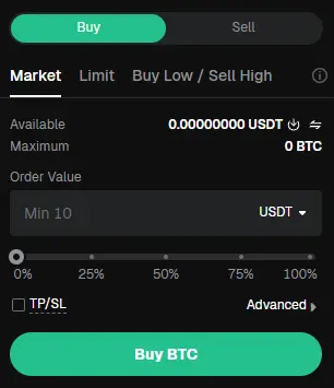 bitunix spot orderform market order
