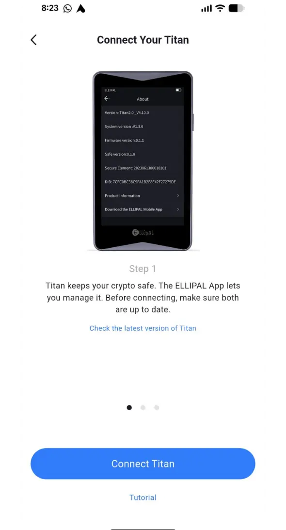 Connect Titan 2.0 wallet to ELLIPAL app