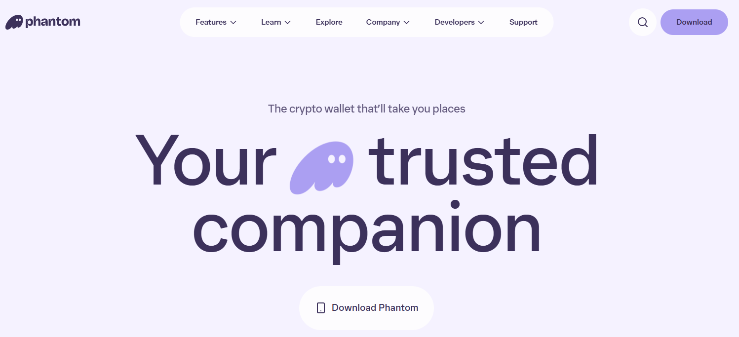 Phantom Wallet Homepage
