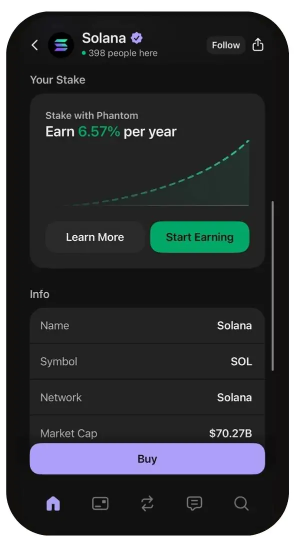 Phantom Wallet liquid staking