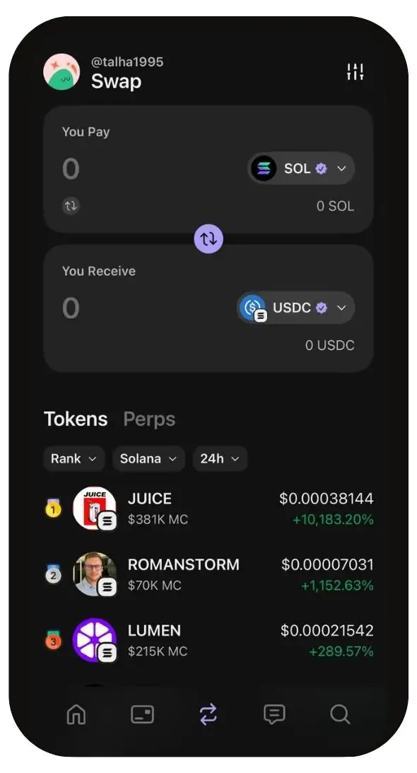 Phantom Wallet swaps