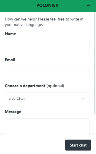 Poloniex Online chat support