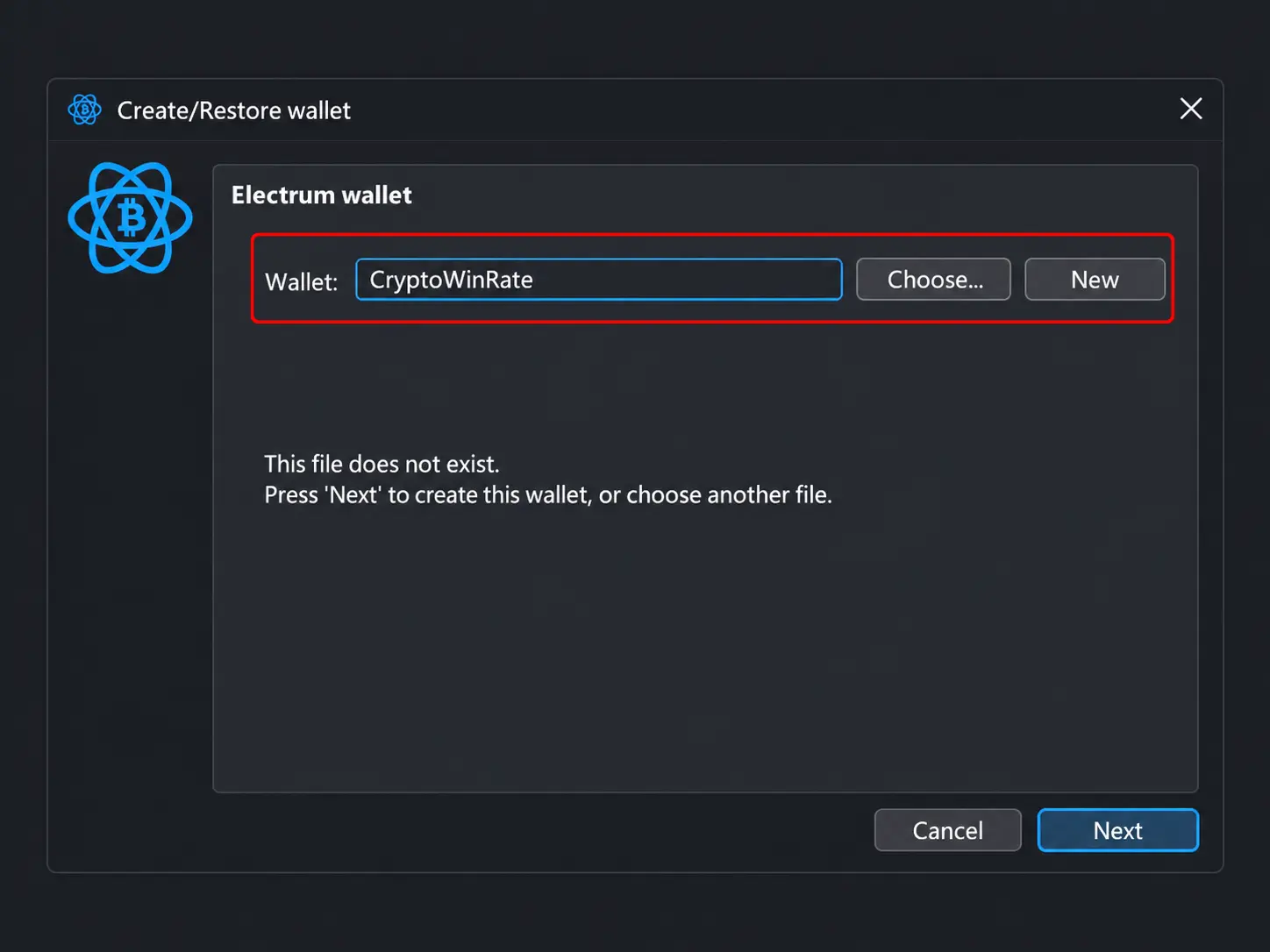 Set Electrum wallet name