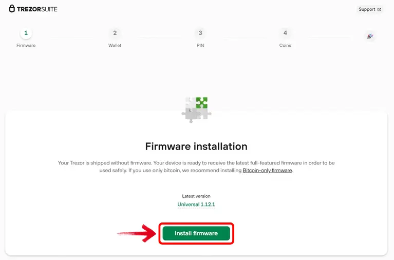 Trezor Model One firmware installation