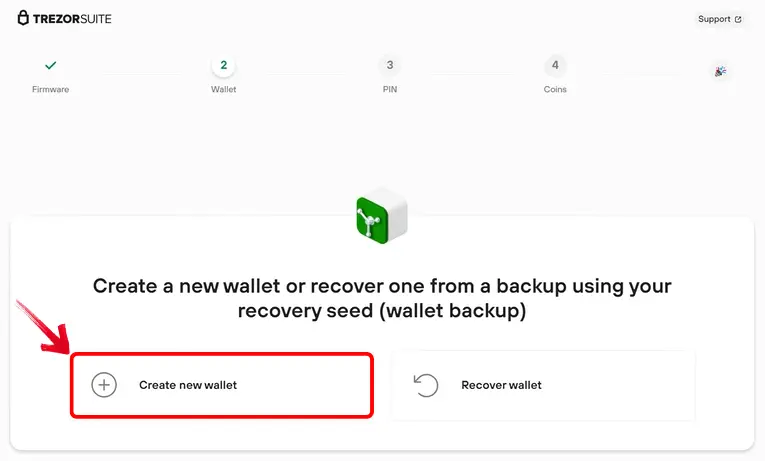 Trezor Model One wallet creation