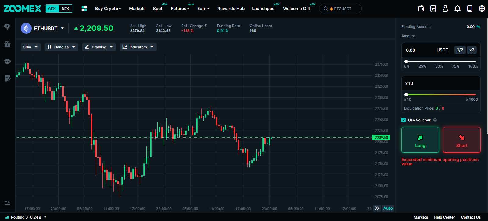 zoomex arena trader pro interface