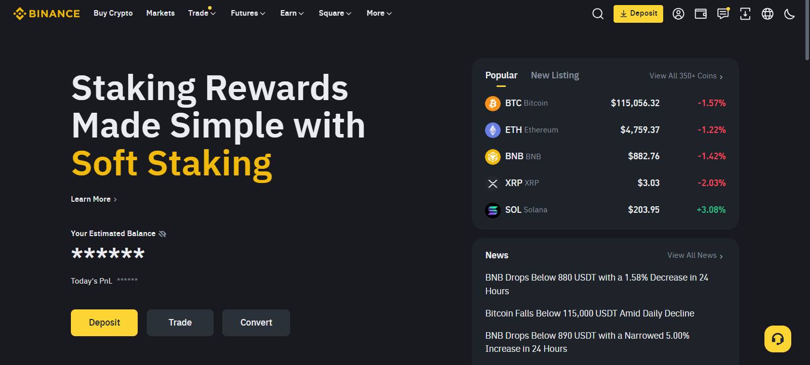 Binance Homepage