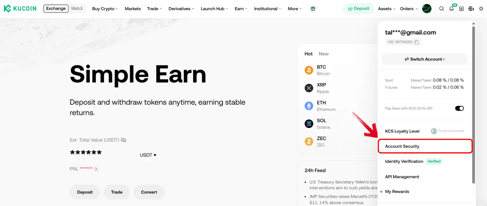 KuCoin Account security