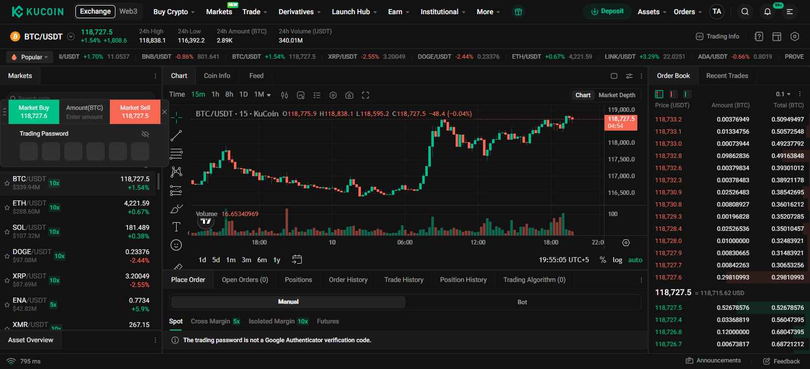 KuCoin Spot Trading