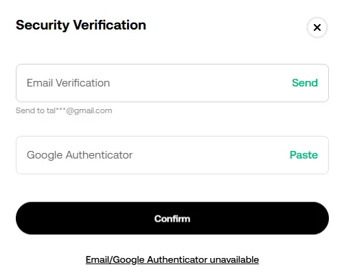 KuCoin reset trading password authentication codes