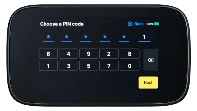 NGRAVE ZERO wallet 8-digit pin setup