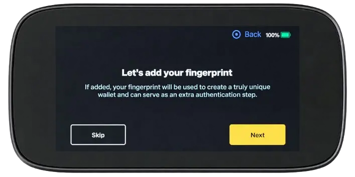 NGRAVE ZERO wallet Fingerprint setup