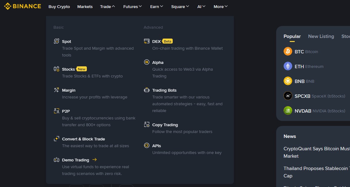 Binance Demo trading