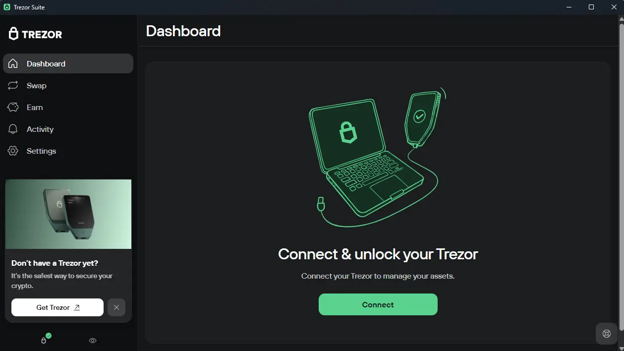 Trezor suite dashboard