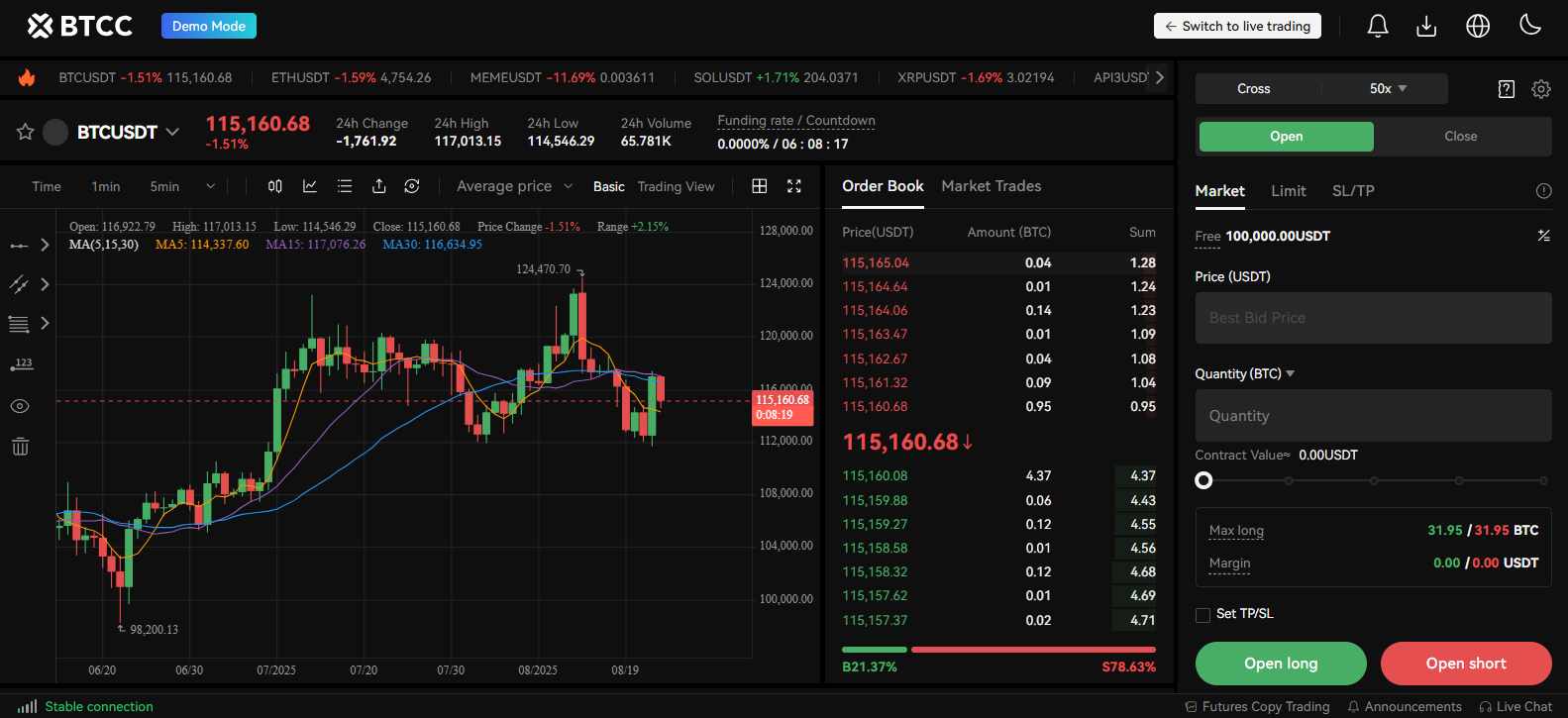 BTCC Demo Trading