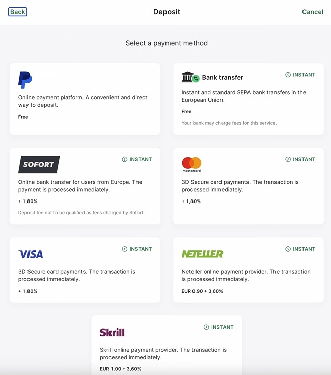 Bitpanda Deposit Methods