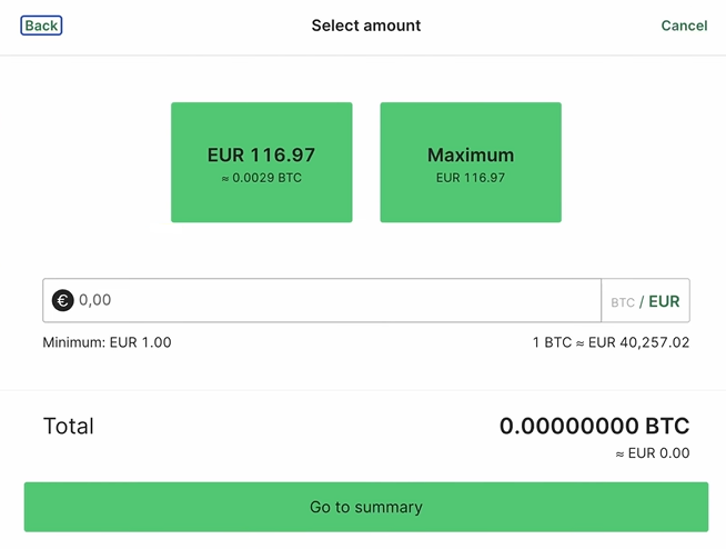 Bitpanda beginner trading interface