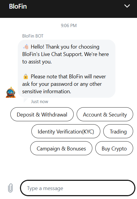 BloFin Online Chat Support