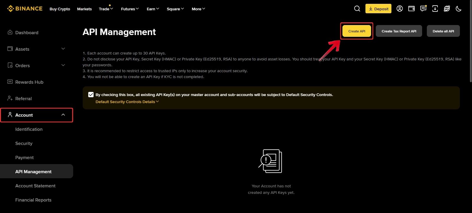 Create Binance API Key