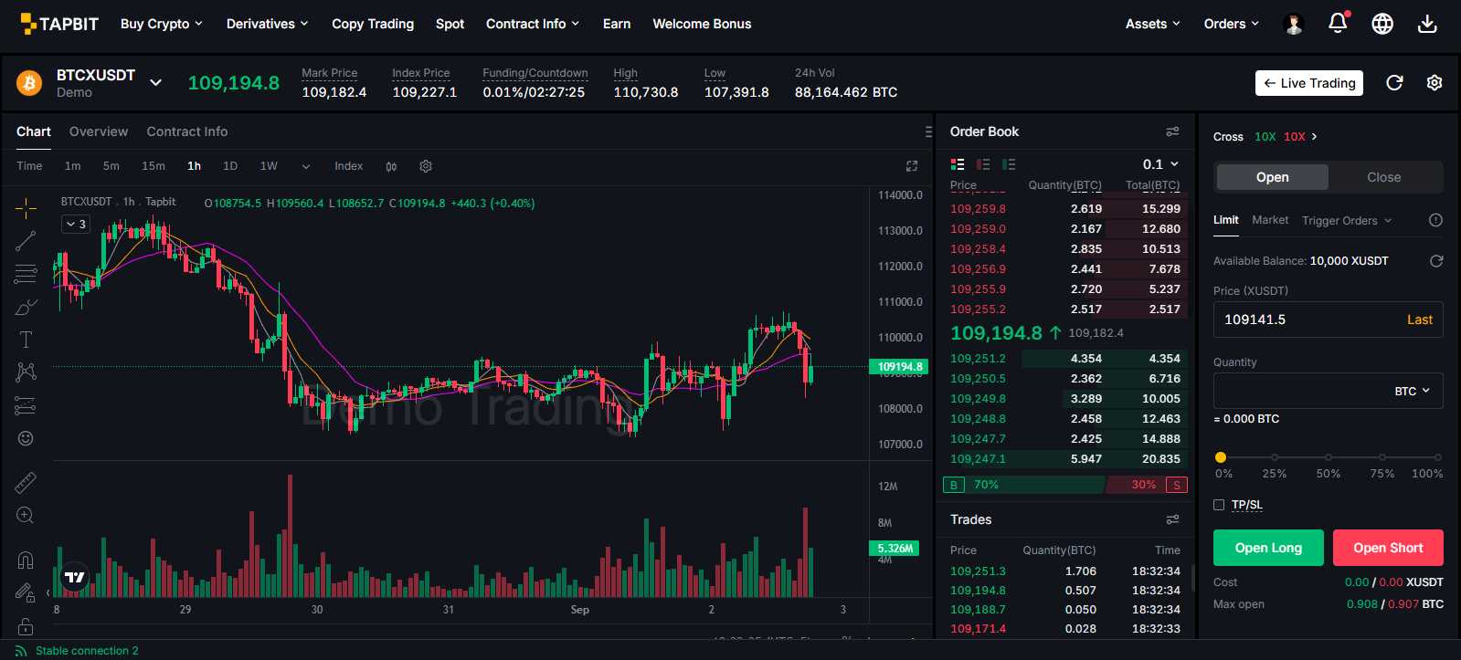 Tapbit Demo Trading