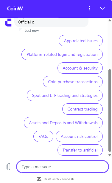 CoinW Customer Support