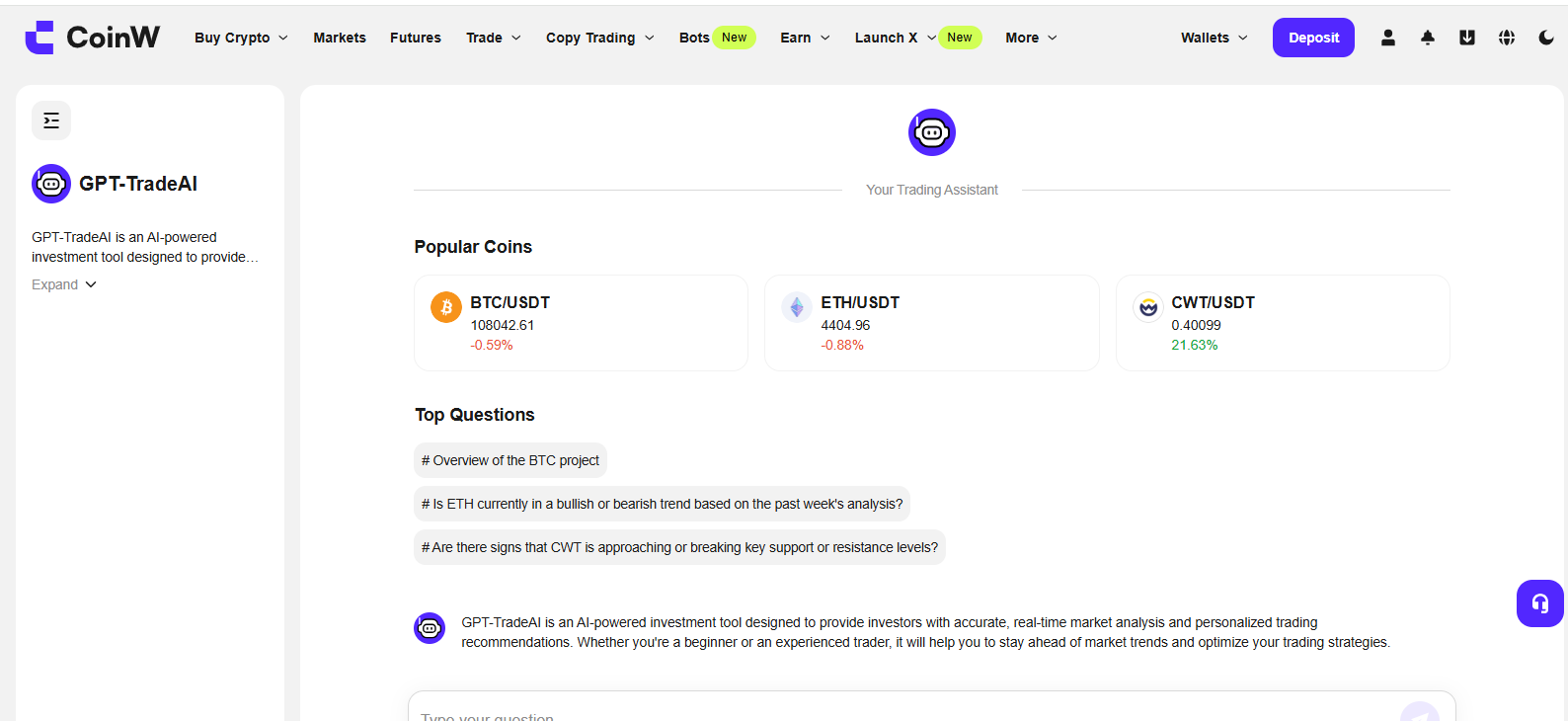 CoinW GPT Trade AI