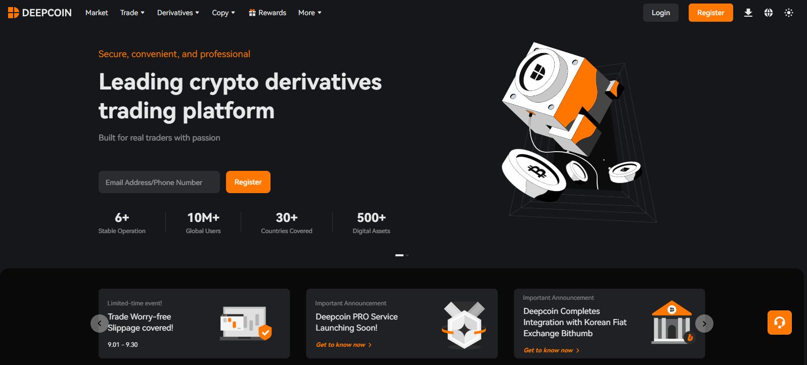 Deepcoin homepage