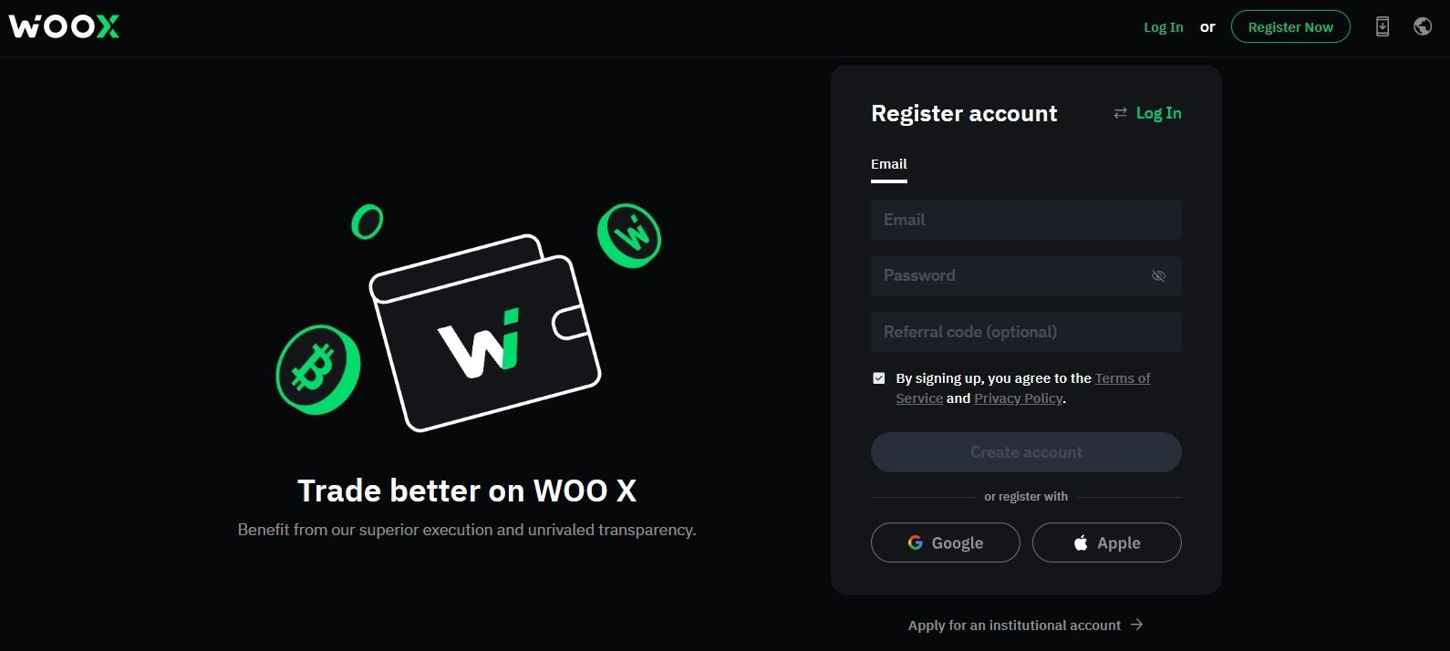Woo X Registration page
