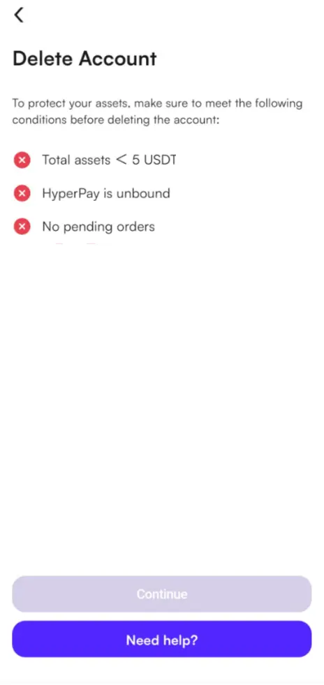 CoinW account deletion requirements