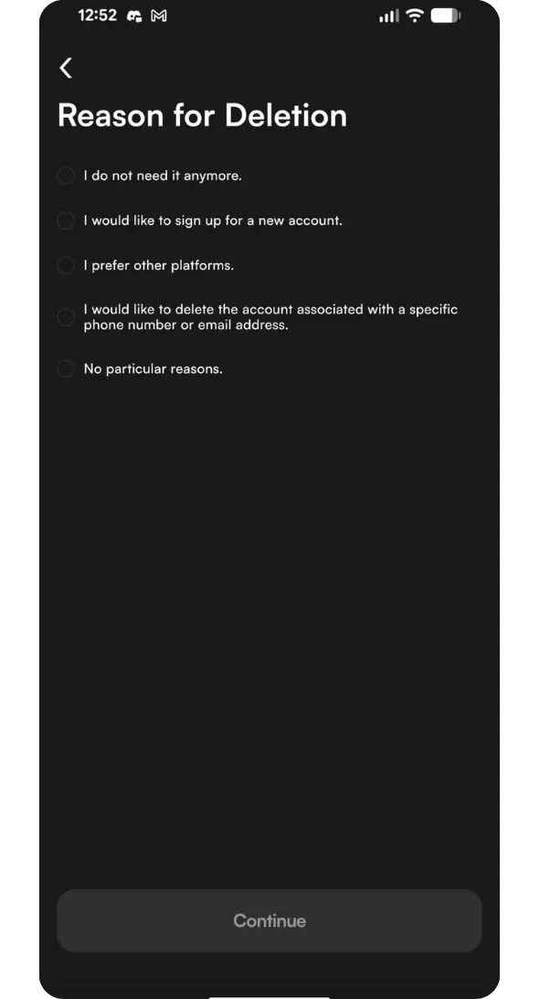 CoinW reason for account deletion