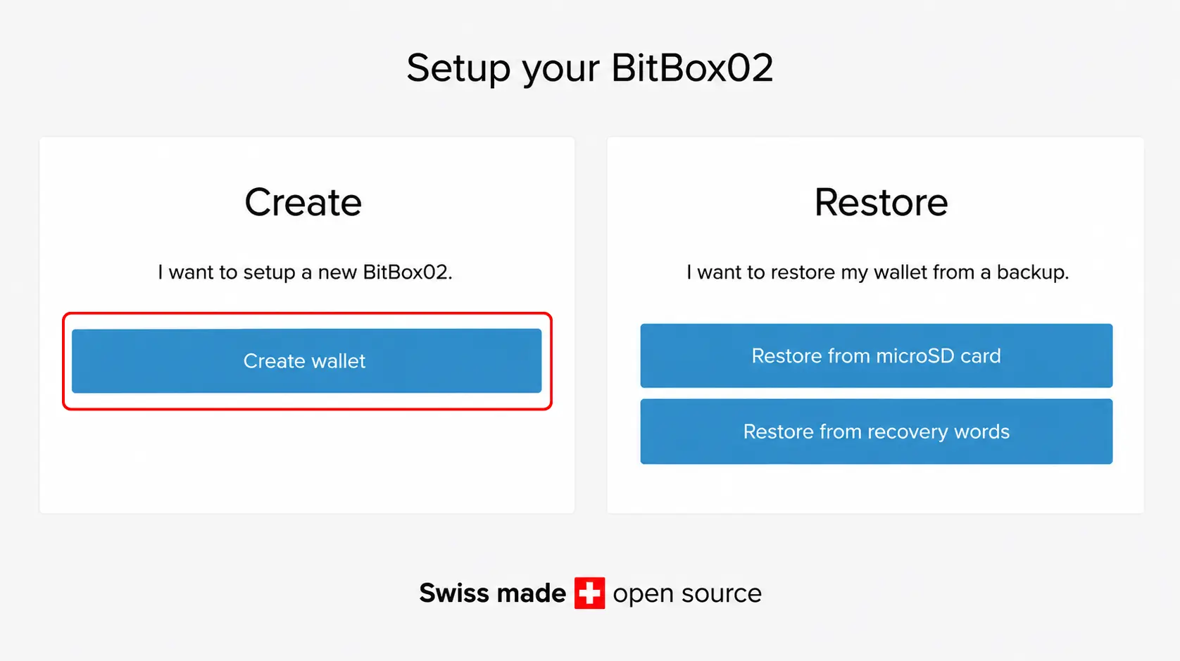 Create a new BitBox02 wallet