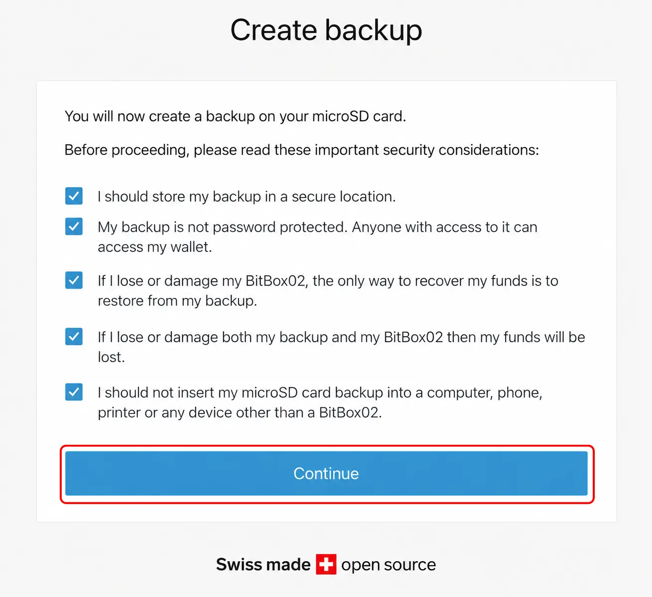 Create backup for Bitbox02 wallet