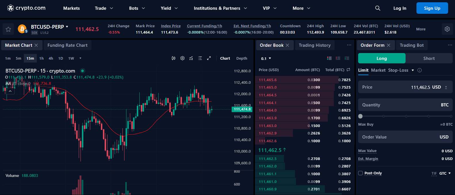 Crypto.com Perp Trading