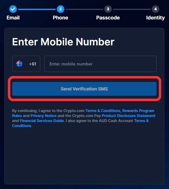 Crypto.com Verify mobile number
