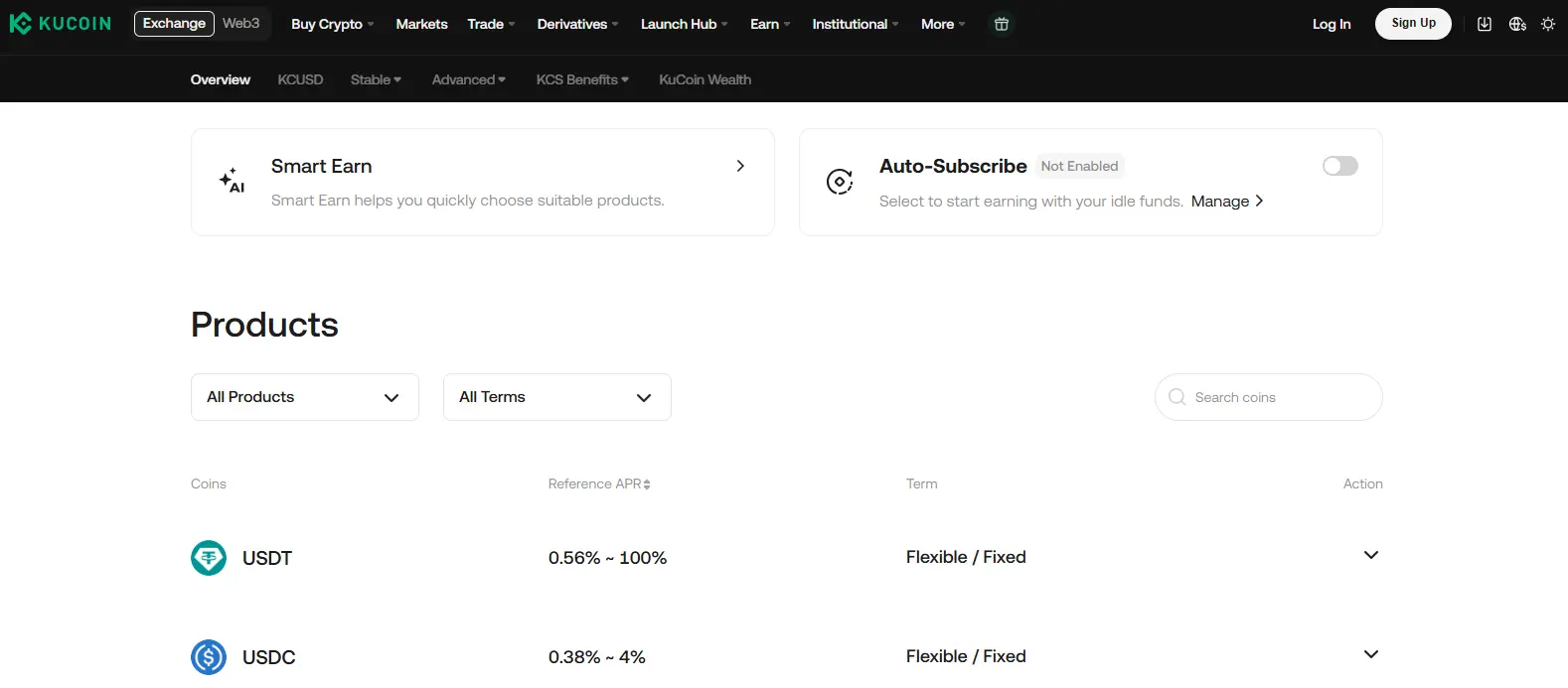 KuCoin earn platform