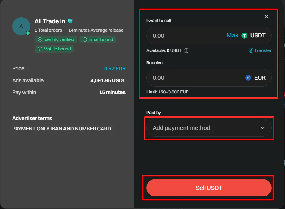 How to Sell Crypto Using Bitget P2P Trading (4)